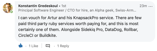 CTO Zentap quote about Knapsack Pro